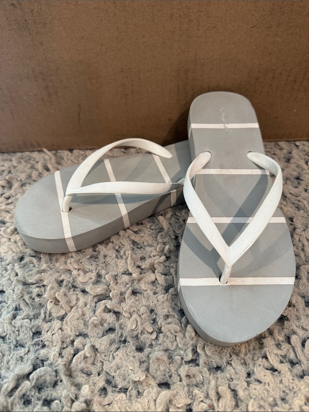 Qupid Flip Flop Sandals with White Straps
